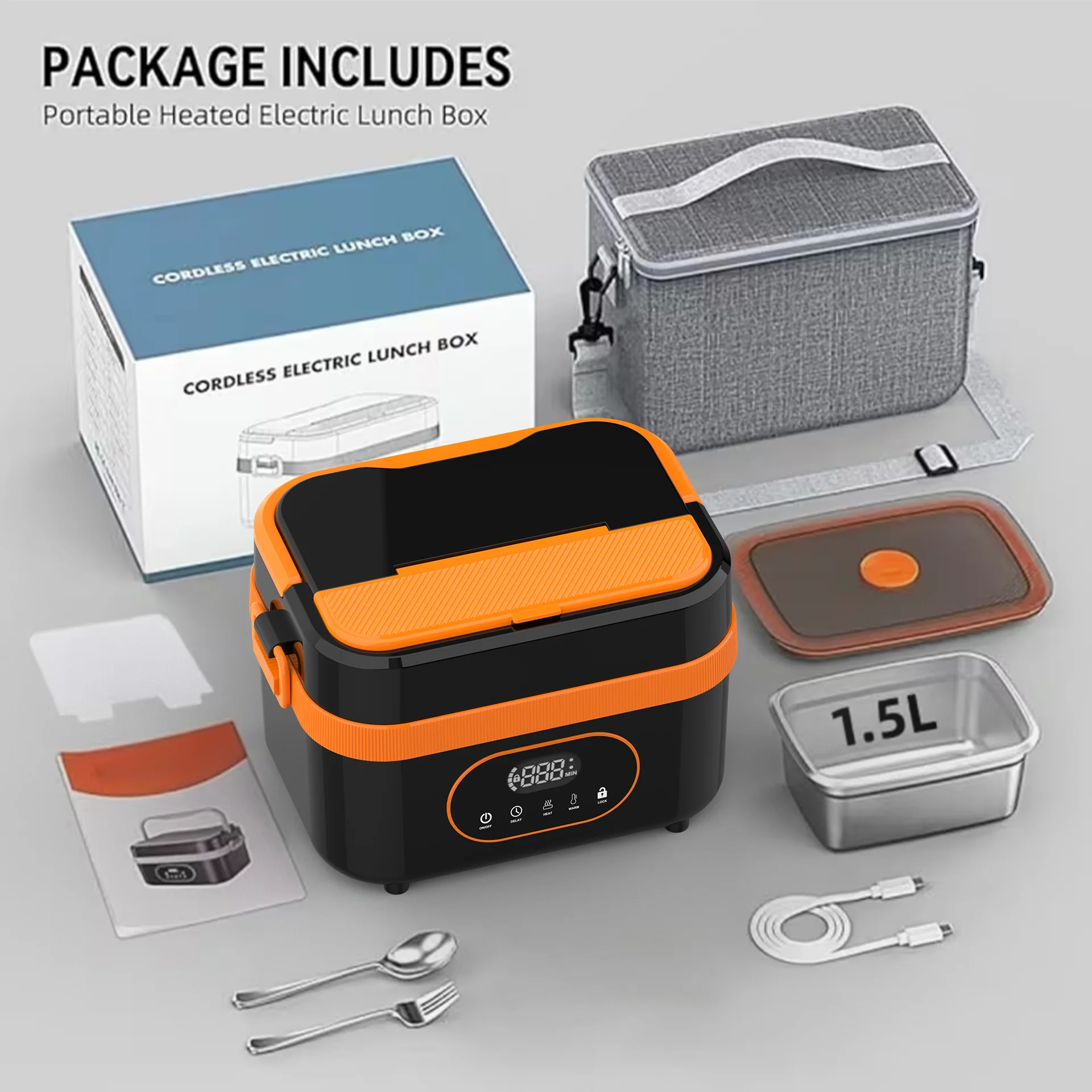 

LASUTUM электрический ланч-бокс 1,5 л с подогревом