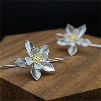 fashion romantic sweet style fashion ladies stud earrings creative silver color flower stud earrings wedding party gift jewelry