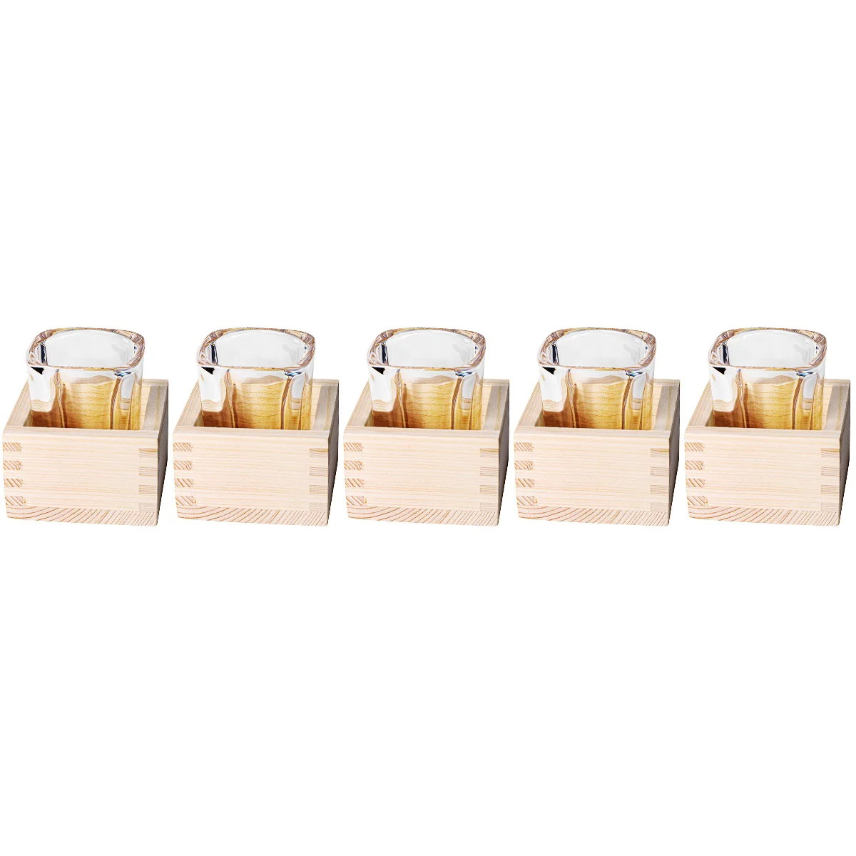 

5 Sets Glass Sake Cup Japanese-style Saki Mug Rice Cup Drinking Mug with Wooden Box