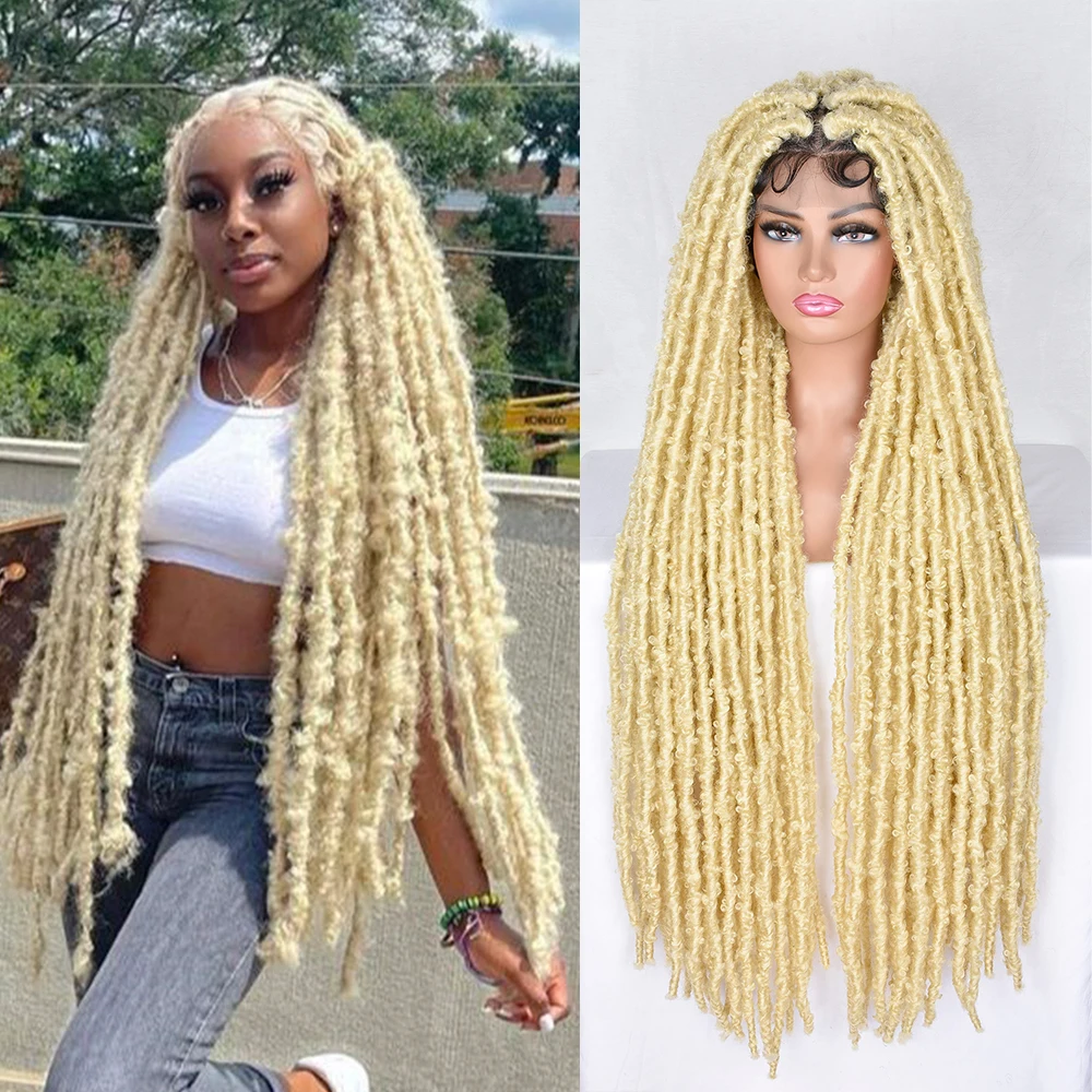 Butterfly Locs Crochet Hair Full Lace Synthetic Wig Faux Locs Wigs  Braiding Wigs afro braid wig With Baby Hair For Black Women