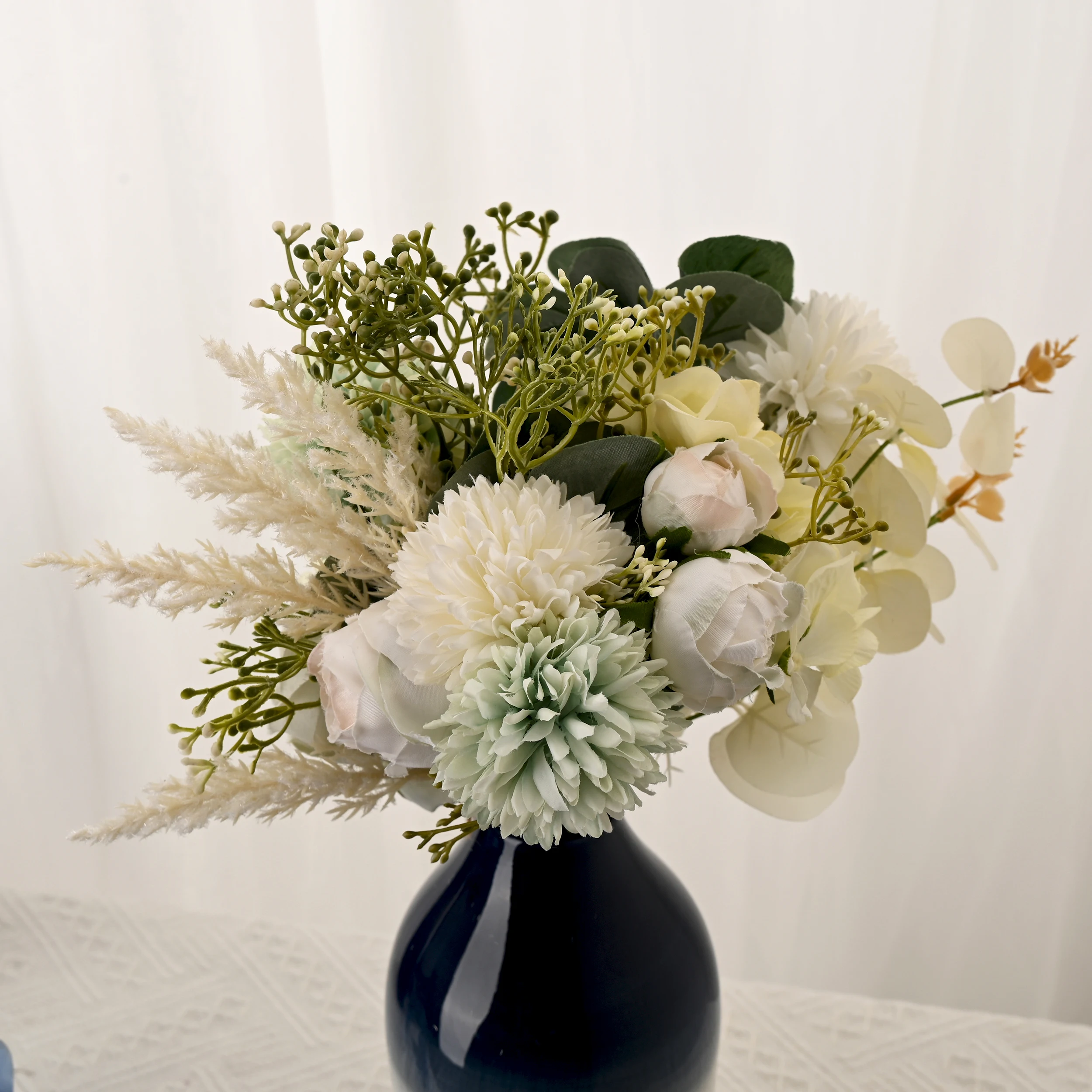 

Silk Roses Artificial Flowers Decoration Fake Plastic Plants Bouquets for Party Table Decor Flower Arrangement Bulk Home Decor