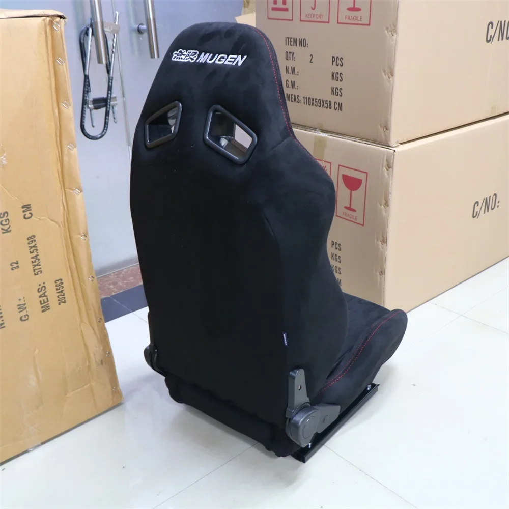 Ковшовое сиденье MUGEN наклонное черное замша матовый материал регулировка