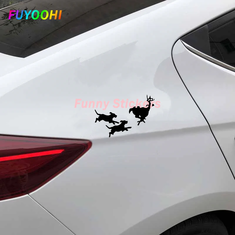 

FUYOOHI Exterior/Protection Funny Stickers Hunting Dogs Chasing Deer Car Sticker Decal Laptop Truck Motorcycle Auto Accessories
