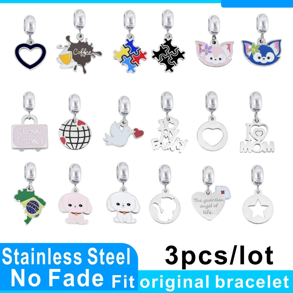 

2023 New Stainless Steel Love Star's Women's Bracelet Hanging Ornament Necklace Pendant Can Charm Beaded Women's Pendant Jewelry