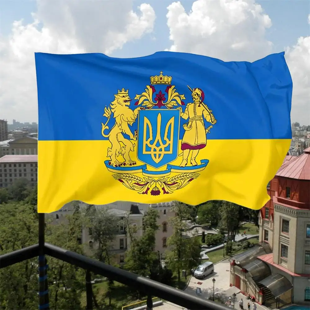 

Украинский флаг 3 фута x 5 футов, 150x9, 0 см, декор-баннер украинский национальный флаг, двухстроченные края для украшения, Двойное проникновени...
