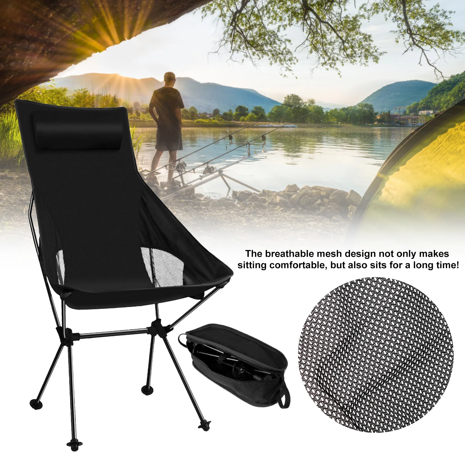 Folding Camping Chair High Back Fishing Chairs for Backpacking carp fishing accessories