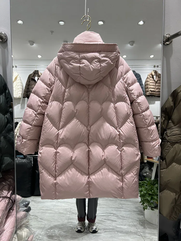 Зимняя длинная пуховая куртка с капюшоном