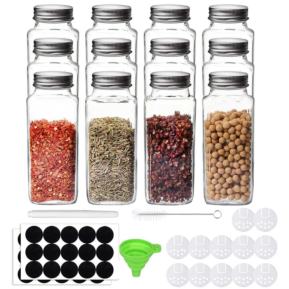 

12pcs Spice Jars Organizer Kitchen Spice Rack Seasoning Pots Set Salt and Pepper Spice Tools Bottle Kitchen Gadget Sets
