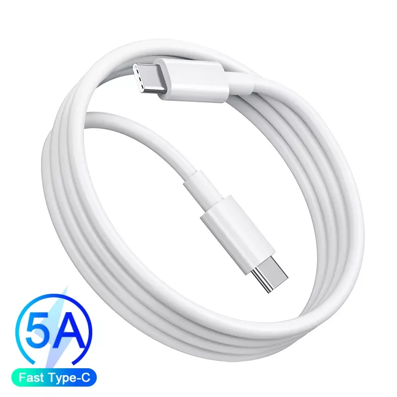 

100W Type C Cable For Huawei P30 P40 Pro 5A Fast Charging Wire USB-C Charger Data Cord For Samsung S21 ultra S20 Poco X3 Pro
