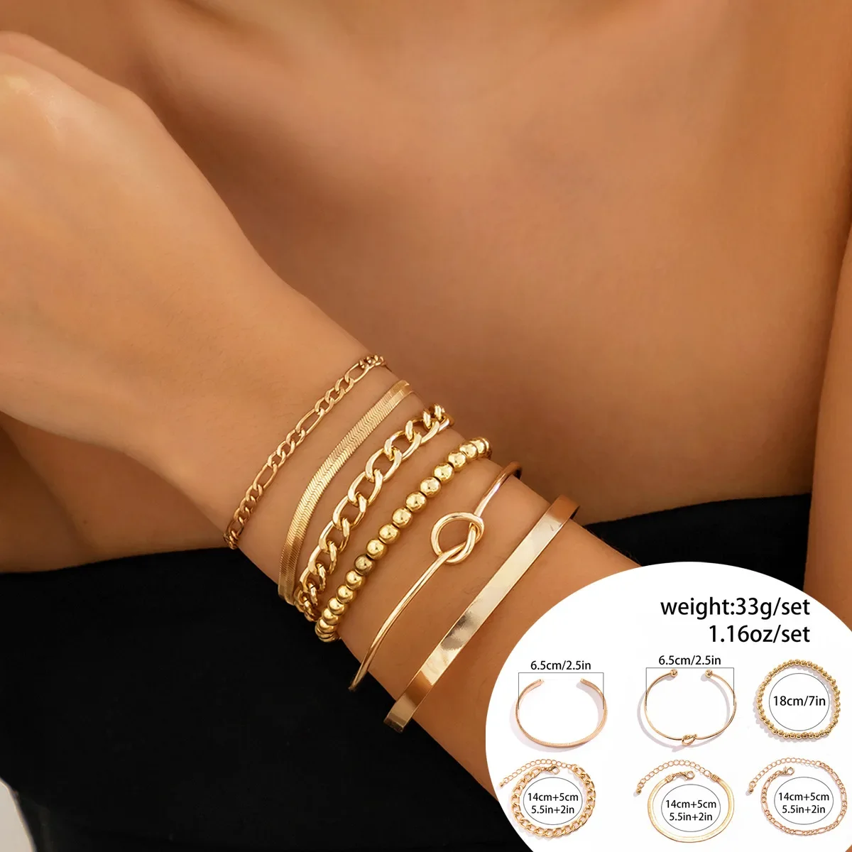 Набор браслетов из 18-каратного золота для женщин не тускнеющие браслеты