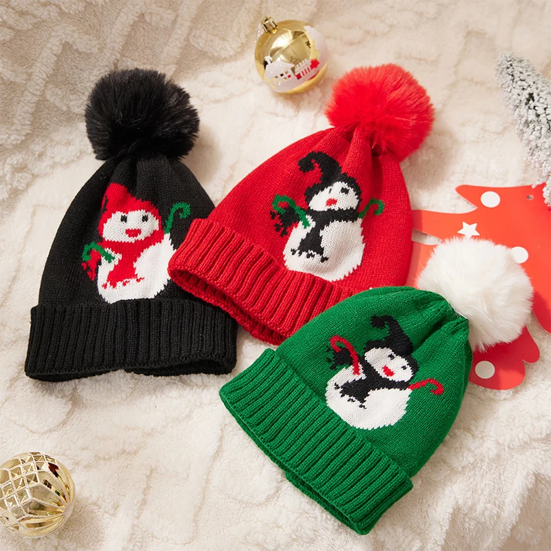 

EWODOS Toddler Baby Boys Girls Christmas Winter Hat Cute Snowman Wool Knit Beanie Warm Cap for Infant Newborn Cold Weather Hats