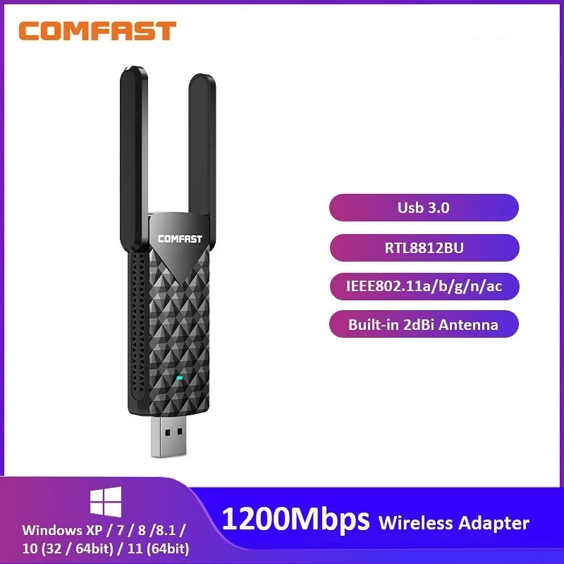

Comfast 1200Mbps High Speed Dual Band USB Wireless Adapter USB3.0 Wi-Fi Router AP WiFi Hot Spot For Desktop/PC CF-921AC