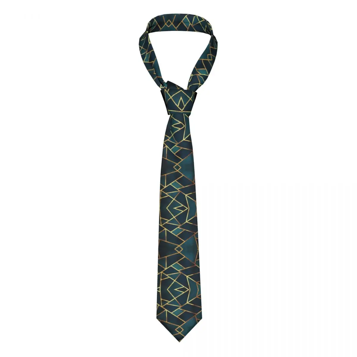 

Midnight Green Gold Stone Geometric Marble Unisex Necktie Silk Polyester 8 cm Classic Neck Tie Mens Accessories Cravat Wedding