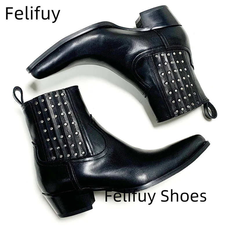 Ботинки челси с шипами мужские черные ботильоны роскошные дизайнерские ботинки