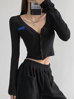 fashion women y2k clothes sweater single breasted long sleeve knitted cardigan sweaters v neck short streetwear crop top 2022