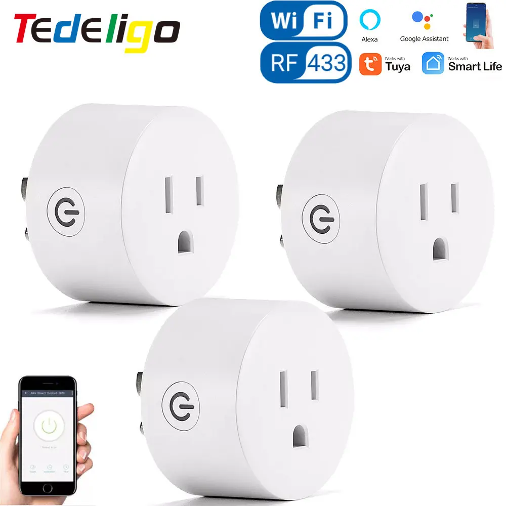 

Tuya Smart Plug WiFi Socket,Wireless Remote Control Outlet Timing Module Voice Control,US Standard work with Alexa Google Home
