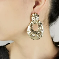 vintage alloy drop earrings gold color punk statement big dangle earring woman ear jewelry fashion accessories 2022 new manilai