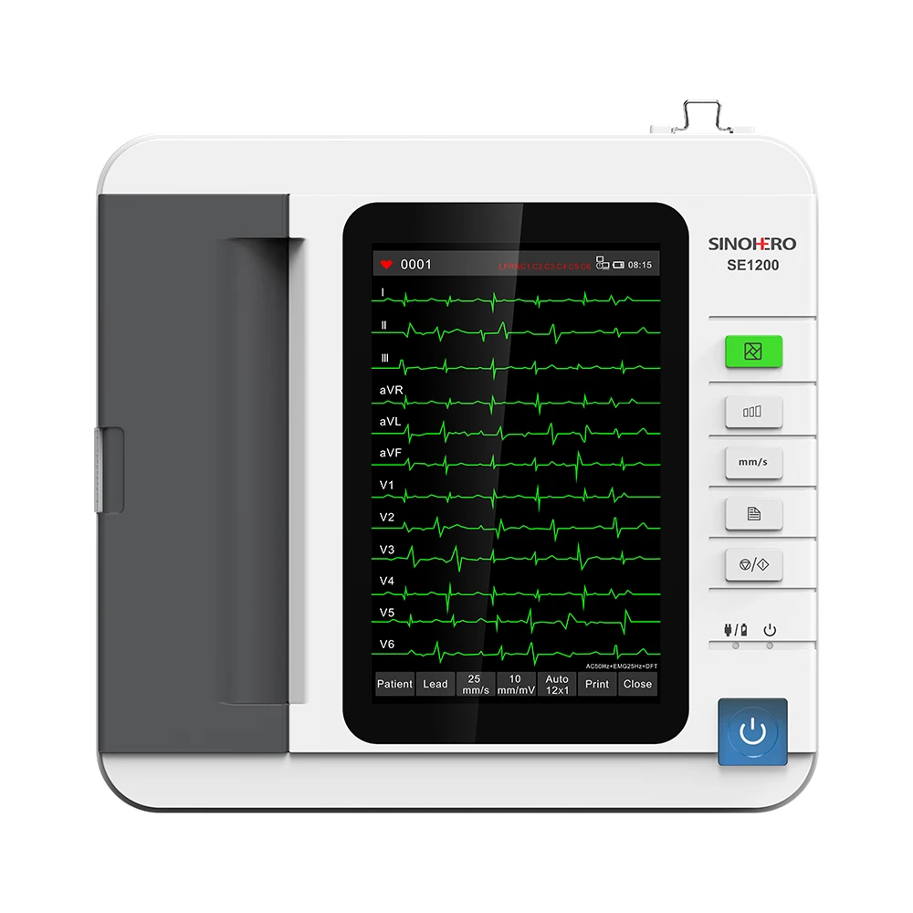 

Sinohero SE1200 10,1 дюймовый 12-канальный ЭКГ-аппарат, портативный экг-аппарат