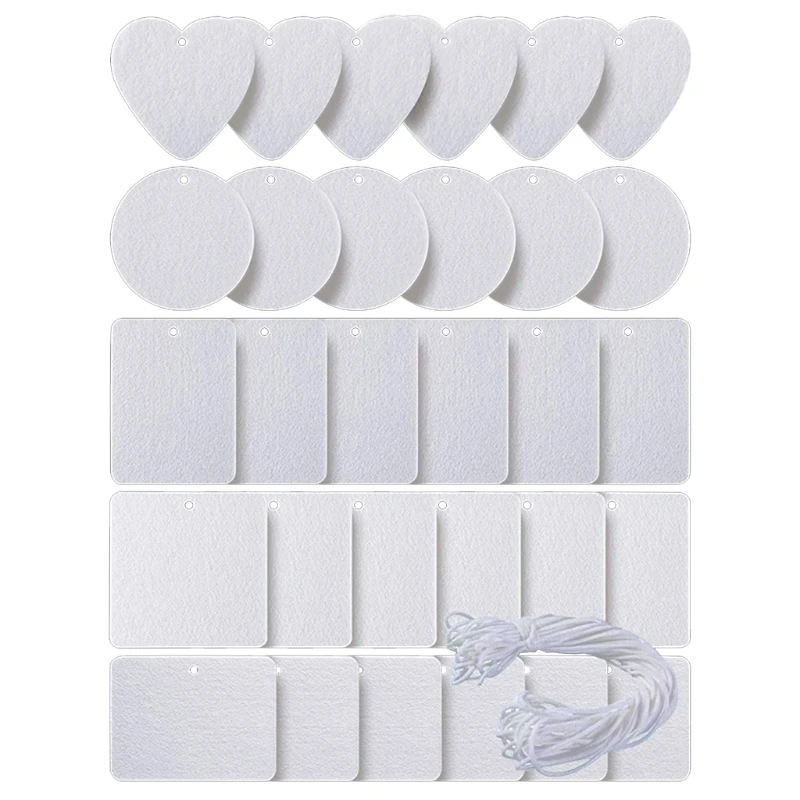 

30 Pcs Sublimation Blank Air Freshener Sheets with Elastic Cord Felt Thermal Transfer for KEY Chain Double-Side for KEY