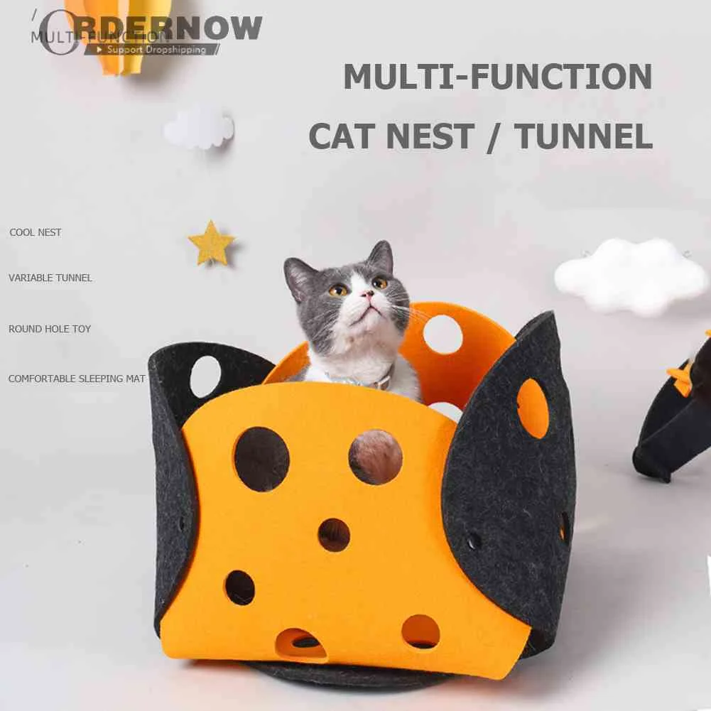 

Cat Toy Felt Tunnel Deformable Nest Collapsible Tube House Interactive Pet Toy Foldable Channel Puzzle Supplies