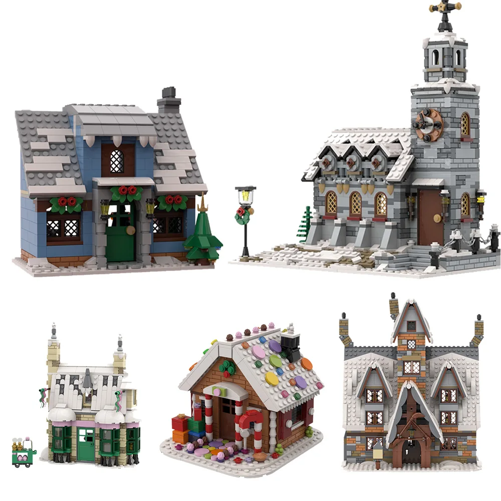 

Конструктор MOC средневековый смитый волшебный архитектурный дом Рождественская церковь Набор строительных блоков городской уличный магазин игрушки для детей