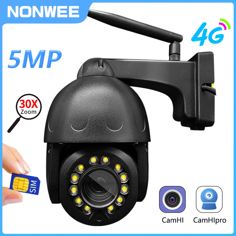

Wifi IP Camera 5MP 4G SIM Card Speed Dome Metal PTZ Outdoor 30X Zoom AI Auto Tracking Wireless CCTV Video Surveillance Cam Camhi