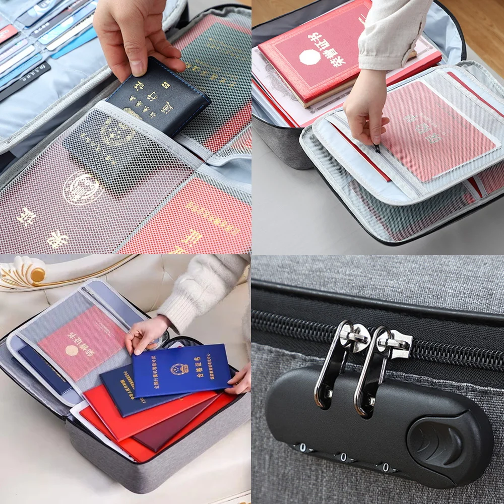 Document Storage Bag Files Organizer Folder Ticket Credit Card Certificates Handbag Travel Office Organizer King Pattern