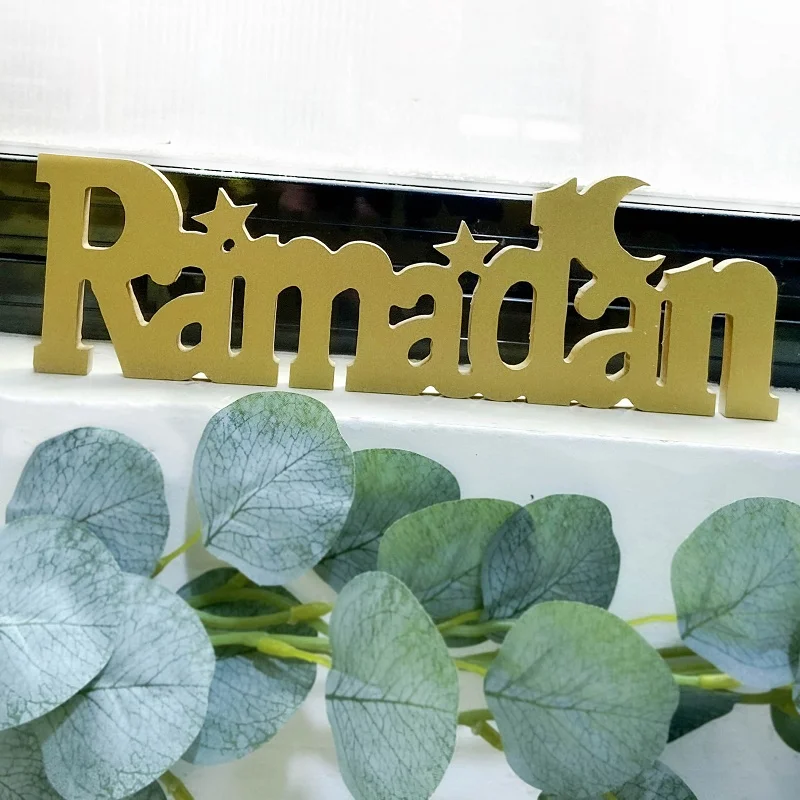 

Wooden Ramadan sign Muslim Islamic Kareem Iftar Eid Mubarak country rustic home table Centrepiece tabletop art decoration gift