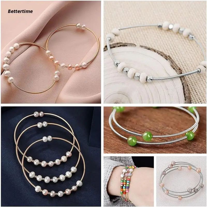 

B36D Beaded Gold-covered Spring Bracelet-a Set Simple Inspiring Bohemian Bracelets