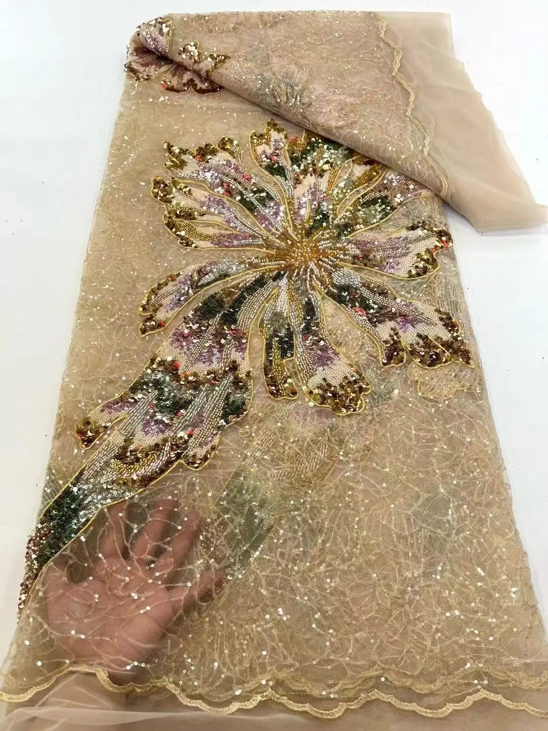 Новинка 2025 года 3D ткань с цветами трубка из бисера изысканная цветочная вышивка