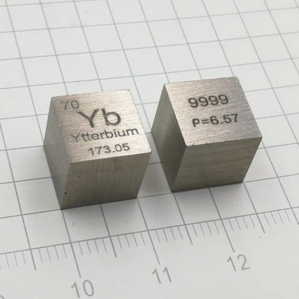 Rare Earth Ytterbium metal 99.99% Element Yb 10x10x10mm Density Cube pure in Periodic |