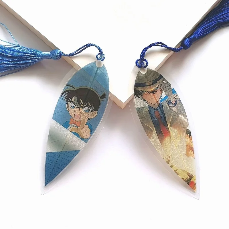 

Detective Conan Leaf Vein Bookmark Antiquity Tassel Conan Edogawa Kid The Phantom Thief Anime Stationery Bookmarks for Books