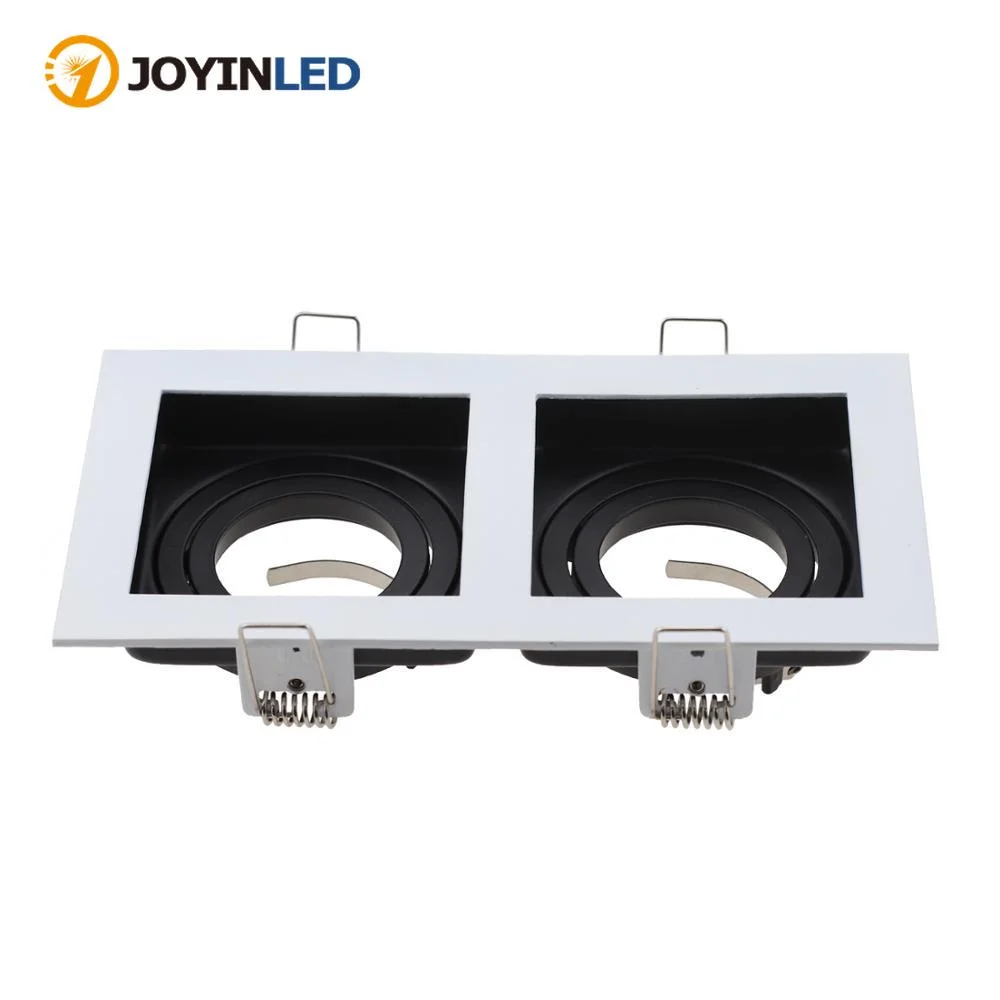 

Double Heads Square Spot Led Light Frame Adjustable Angle Recessed Downlight GU10 MR16 Bulb Fixture for Commercial Lighting