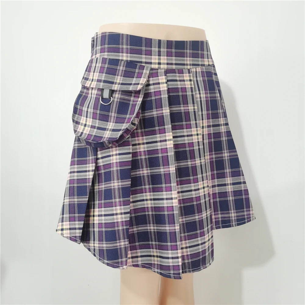 Универсальная женская короткая юбка нестандартной формы модная клетчатая