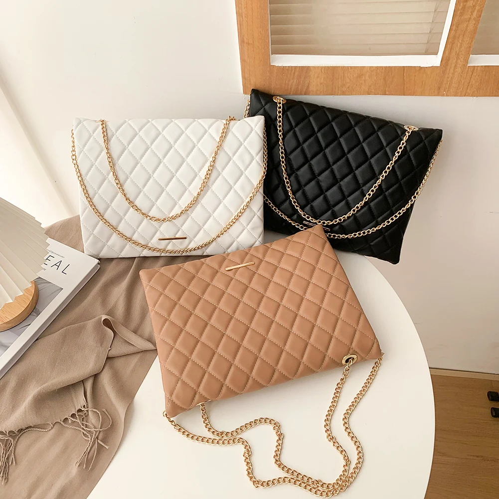 

Fashion PU Leather Flap Clutch Women Mobile Phone Casual Large Shoulder Bags Chain Handbags for Women Ladies