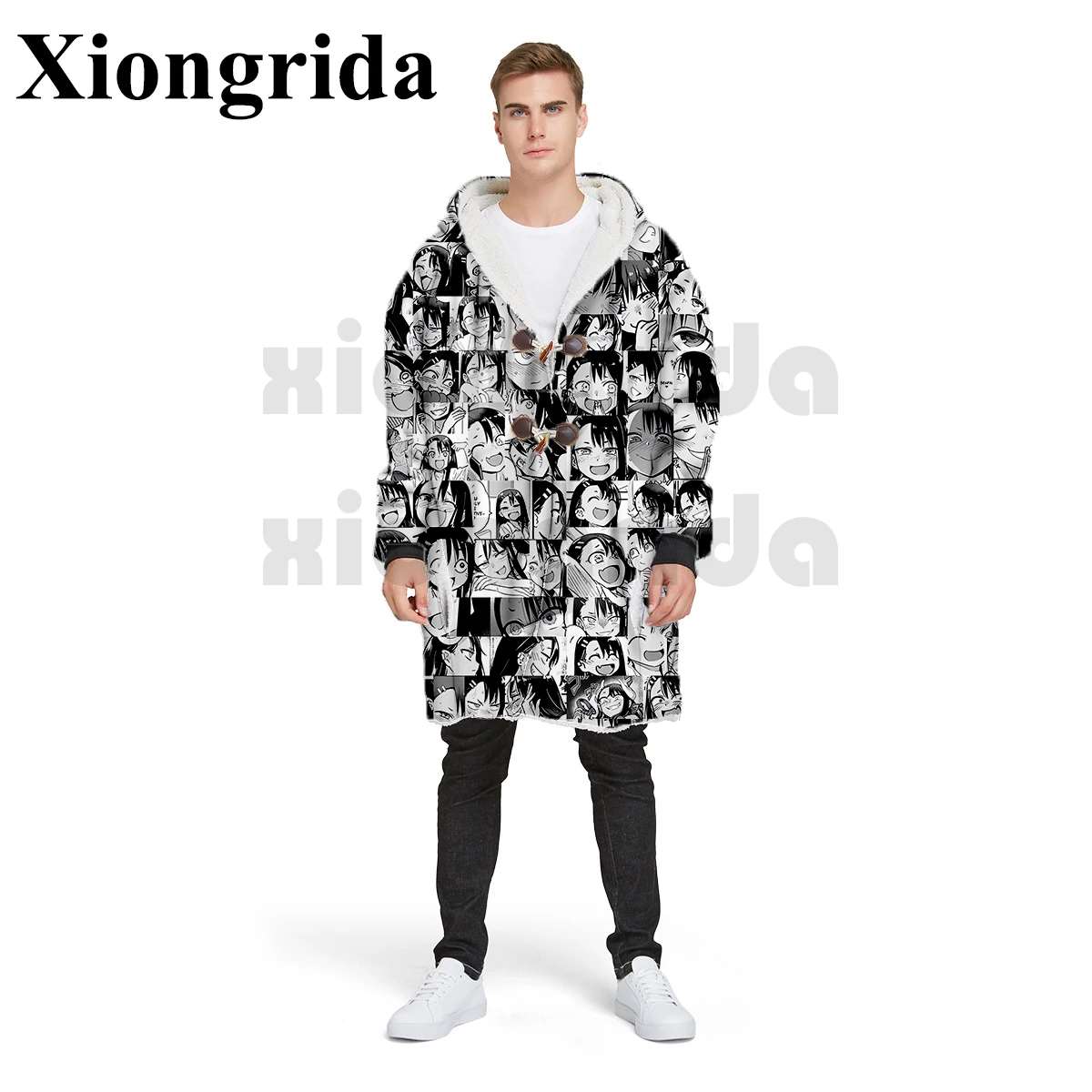 Hentai Sexy Anime Print Hoodies Mens Thick Jacket Nagatoro Hayase Kawaii Hood Casual All Over Unisex Pullover Warm Coat