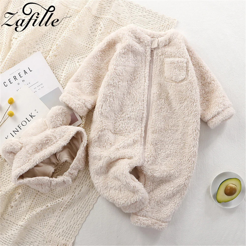 ZAFILLE детские комбинезоны на молнии Зимняя флисовая одежда для сна новорожденных