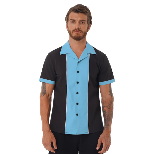 mens short sleeve bowling shirts