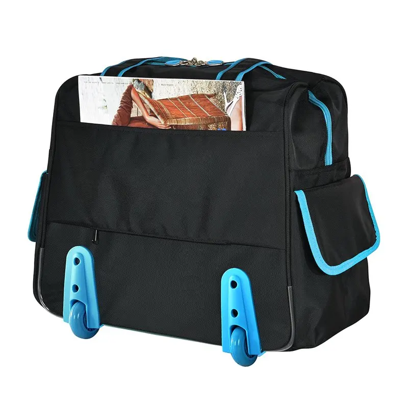Olympia Rave Rolling Overnighter Tote Bag Luggage, Black and Blue