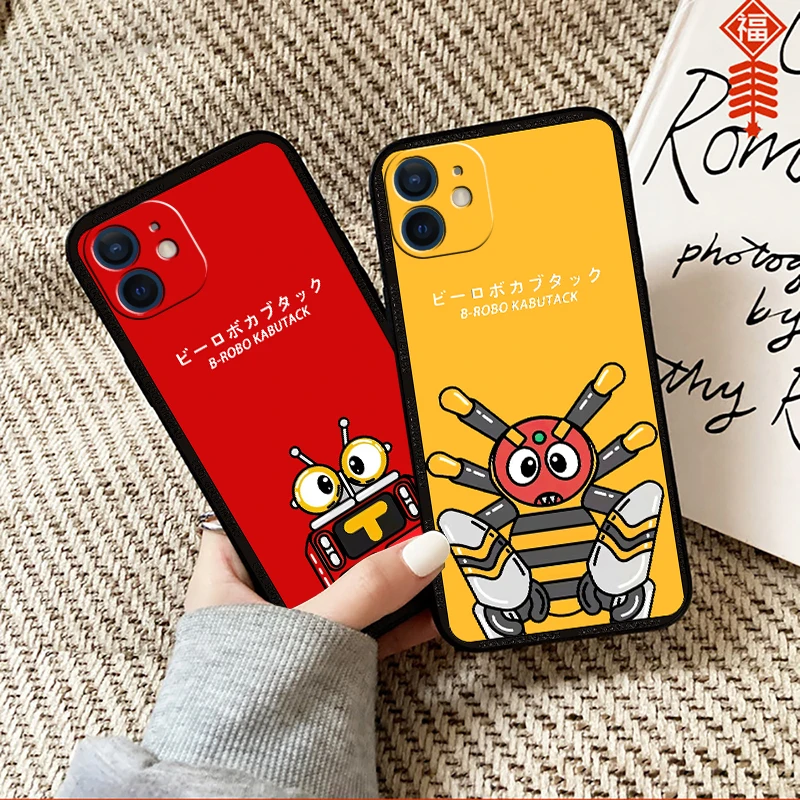 

B-Robo Kabutack Phone Case For Funda iPhone 13 12 11 Pro Max Mini X XR XS Max SE 2020 6 6s 7 8 Plus Carcasa Black Etui