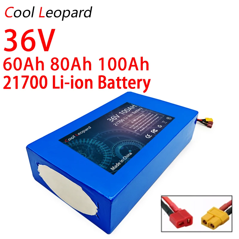 

New High Power E-bike 21700 36V 60Ah 80Ah 100Ah Lithium Battery Pack,For Electric Bicycle 42V Li-ion Battery,with 30A BMS