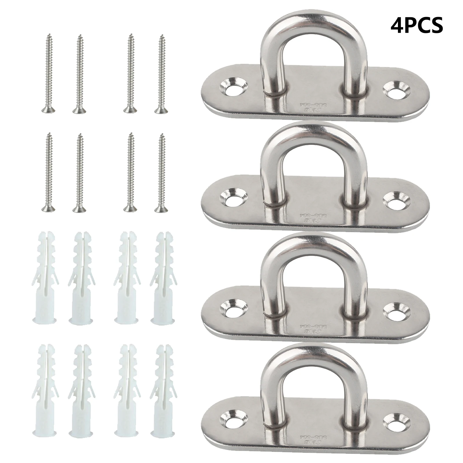 

4pcs U Shape Hardware Metal Fixing Chairs With Screws Awning For Wall Stainless Steel Cover Eye Plate Expansion Tube Home