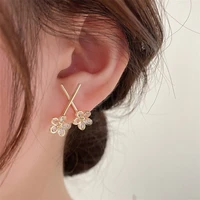 minar cute romantic bling cz cubic zirconia flowers earring for women gold color cross geometric statement drop earrings jewelry