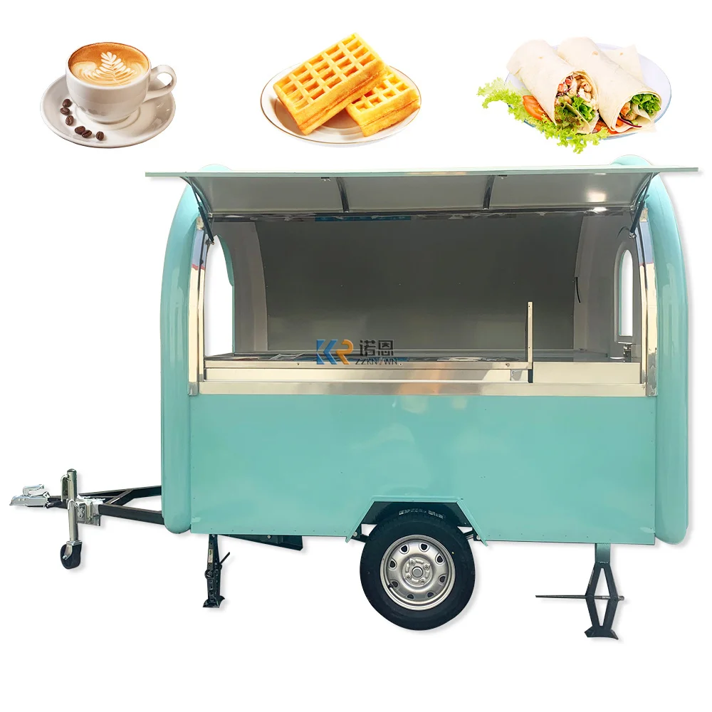 

In Stock 250W Mobile Food Trailer Hot Dog Ice Cream Vending Cart Fryer Chicken Kiosk Van With Full Kitchen Equipment