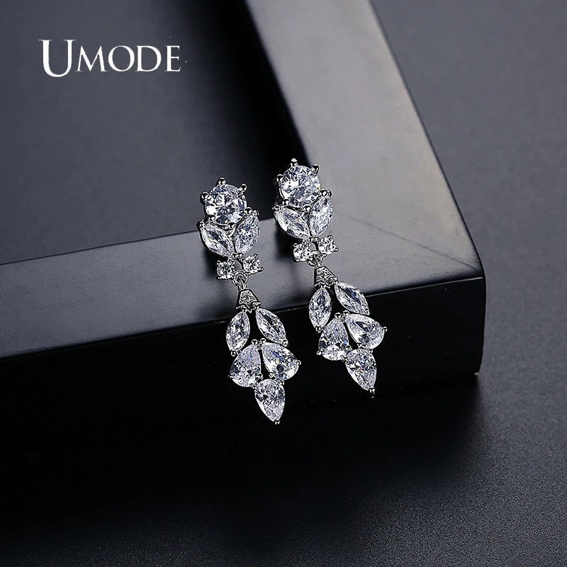 Серьги-бабочки UMODE с желтыми фианитами женские, ювелирные украшения в подарок для девушек и женщин, UE0812