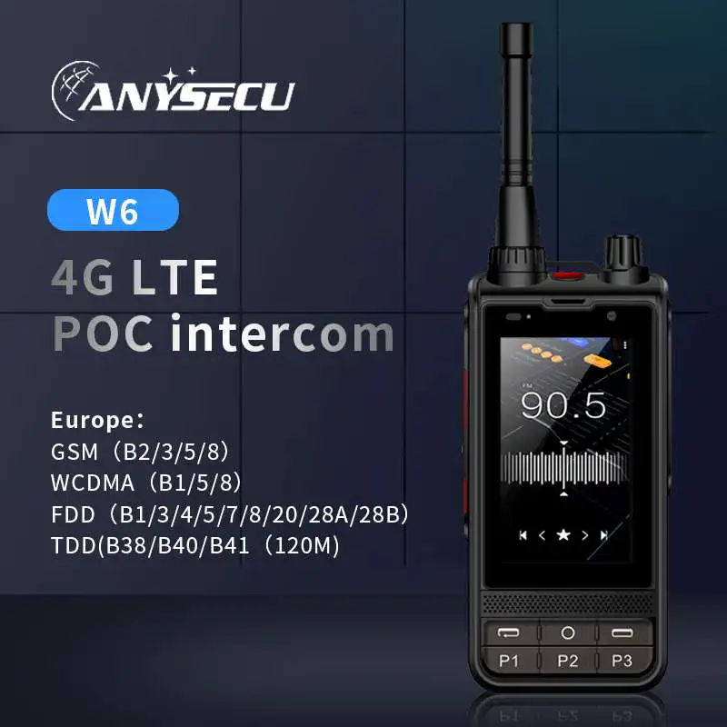 ANYSECU W6PLUS UHF 4G POC Walkie Talkie Android 10 LTE/WCDMA/GSM GPS NFC IP68 радио с камерой ночного видения ZELLO RealPTT