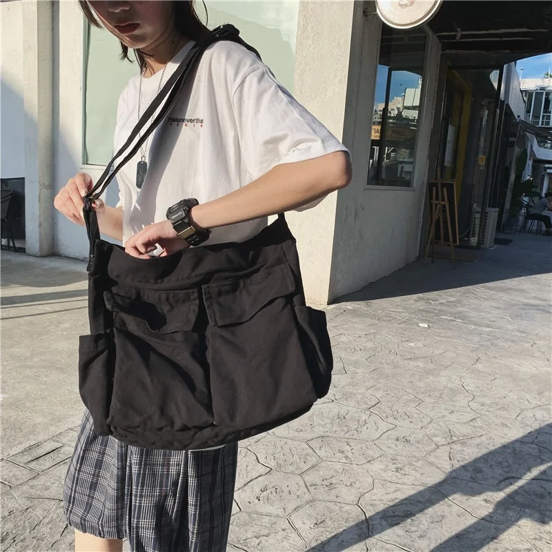2023 Girl Handbag Canvas Teenager Shoulder Bags Teenage Women's Messenger Bags Ladies Casual Bag Teen Handbag Crossbody Purse