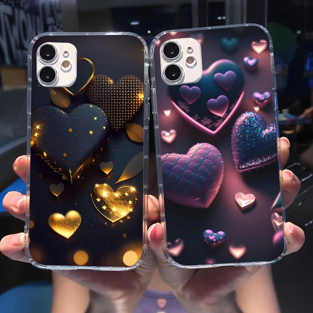 Чехол для мобильного телефона Y2K Glowing Love Hearts iPhone 16 15 14 13 12 11 X XR XS 8 Pro Max Plus