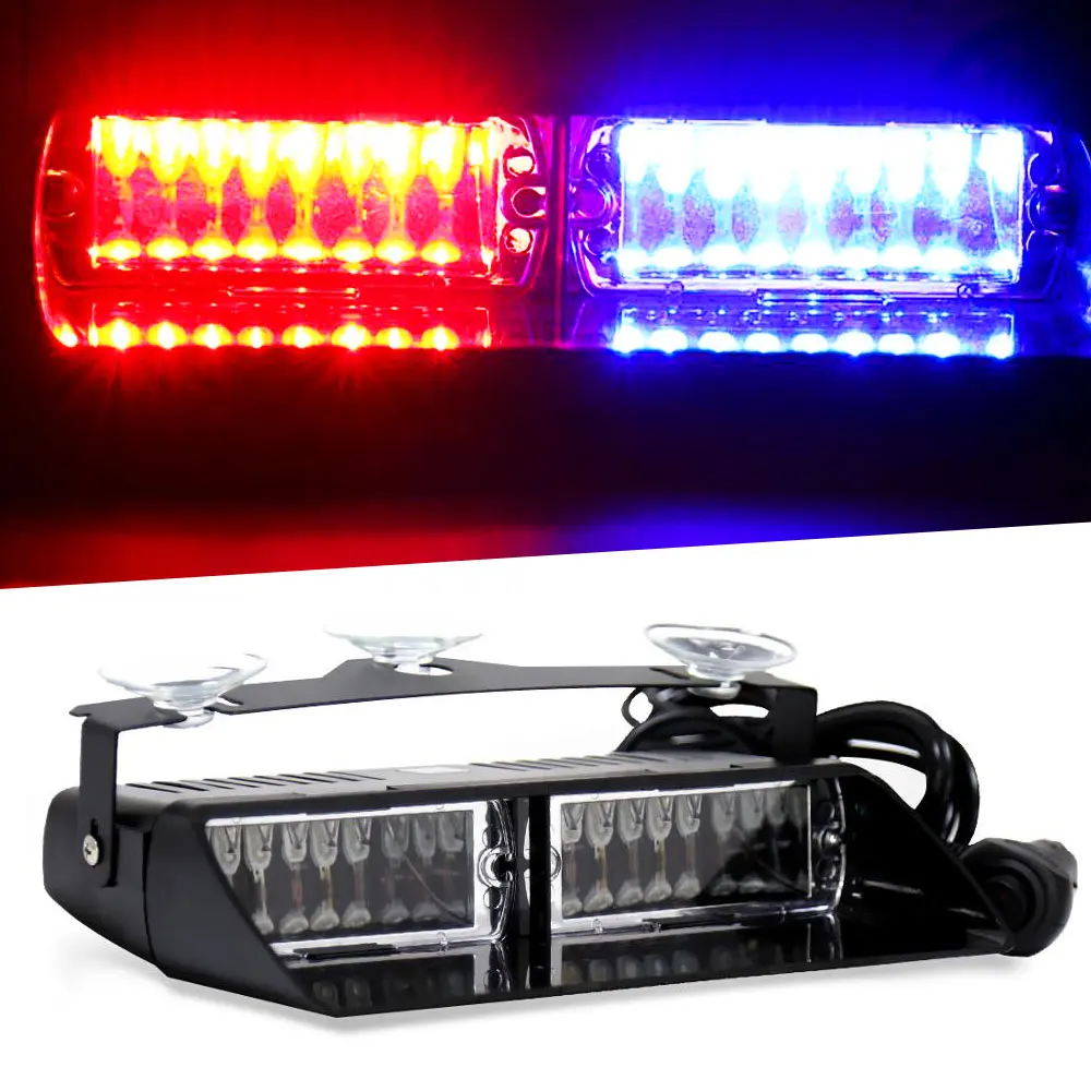 

16 LED Car Strobe Flash Light RGB Changeable Auto Signal Sunlight Emergency Police Windshield Warning Lights for S2 Viper Style