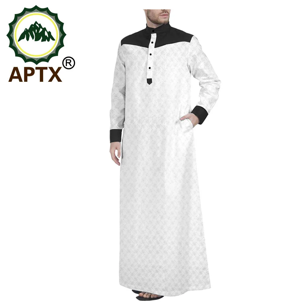 APTX Muslim Fashion Men's Jubba Thobe Tailor Made Men's Single Breasted Loose Casual Style Jubba Thobe T2014009